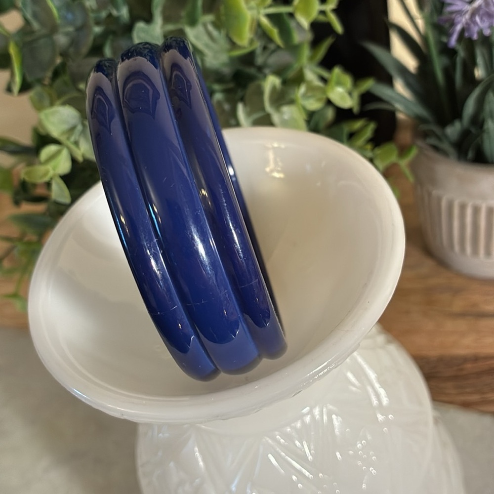 Vintage Blue Bangle Bracelet, Classic Jewelry, made in West Germany